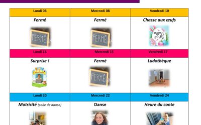Programme des activités du mois d&rsquo;avril au Relais Petite Enfance (RPE)