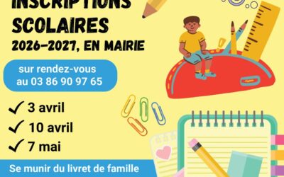 Rappel : inscriptions scolaires 2026-2027